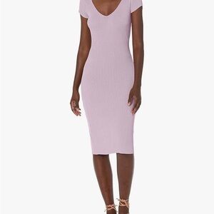Guess Ribbed Scoop-Neck Midi Dress - Lavender Pink